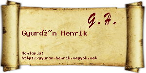 Gyurán Henrik névjegykártya